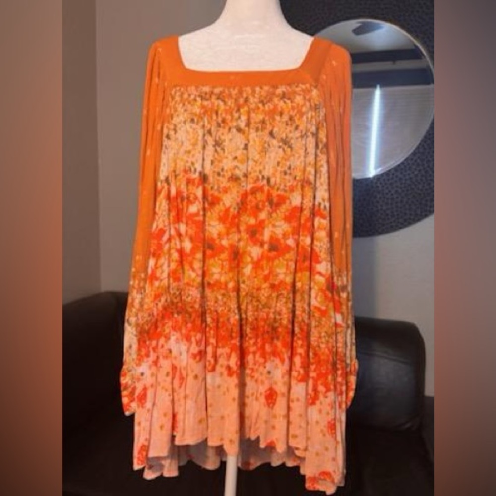 Free People Orange and Yellow Floral Tunic Dress - Picture 5 of 14